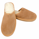 Sheepskin Wool Mens Slippers Scuffs Slip On Winter Ugg Slippers in Chestnut - 11