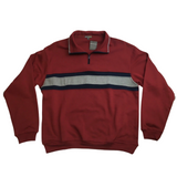 Mens Adult 1/4 Zip Jumper Sweater Pullover Basic Warm Winter Jacket Cotton - Red - L - Front View