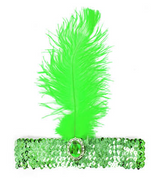 Roaring 20s Green Feather and Sequin Flapper Headband