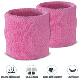 WRISTBAND & HEADBAND SET Tennis Terry Towelling Cotton Sweat Band Team Gym  - Light Pink - Side View