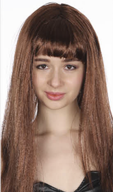 70cm Long Straight Brown Wig with Fringe for Costume Parties and Cosplay - Adjustable Fit - Front View