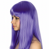 LONG WIG Straight Party Hair Costume Fringe Cosplay Fancy Dress 70cm Womens - Purple (22456) - Side View