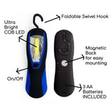 Ultra Bright Work Light with COB LED Technology Convenient Swivel Hook Magnetic Back for Easy Mounting - Side View