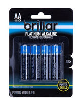 4 Pack LR6 AA Platinum Alkaline Batteries Long Lasting Power Home Office - Front View