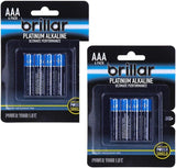 8x AAA Platinum Alakaline Batteries Long Lasting Power Home - Front View