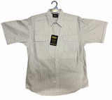 Bisley Mens Short Sleeve Check Shirt Checkered Cotton Blend Casual Business Work - Green - L - Top-Down View