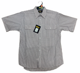 Bisley Mens Short Sleeve Check Shirt Checkered Cotton Blend Casual Business Work - Burgundy - M - 45-Degree Angle