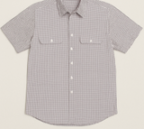 Bisley Mens Short Sleeve Check Shirt Checkered Cotton Blend Casual Business Work - Burgundy - M