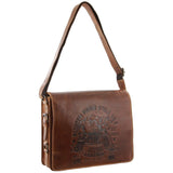 Billy The Kid Mens Genuine Leather Shoulder Bag Western in Cognac - Front View