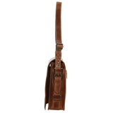 Billy The Kid Mens Genuine Leather Shoulder Bag Western in Cognac - Top-Down View
