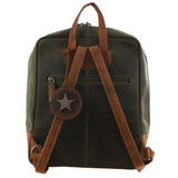 Billy The Kid Olive Leather Western Backpack Bag - Side View