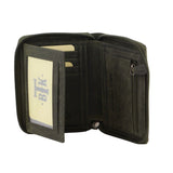 Billy The Kid Leather Wallet with Zip & Coin Pocket in Olive - Side View