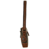 Billy The Kid Olive Leather Crossbody/Shoulder Bag - Top-Down View