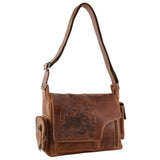 Billy The Kid Men's Genuine Leather Messenger Bag in Cognac - Front View