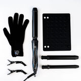 H2D X3 Professional Hair Curling Wand Ceramic Curler Roller - Black - Front View