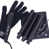 H2D X3 Professional Hair Curling Wand Ceramic Curler Roller - Black - 45-Degree Angle