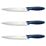 3Pc Set 19.5cm Culinare Stainless Steel Carving Knife With Blue Blade Cover - Front View