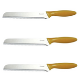 3Pc Set 20.5cm Culinare Bread Knife Stainless Steel Kitchen Chef with Cover - Front View