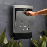 Sandleford Stainless Steel Wall-Mounted Lockable Mailbox Caddy - Top-Down View