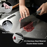 Stainless Titanium Steel Anti-Bacterial Mildew-Proof Cutting Chopping Board 23 x 34cm - Close-Up Angle
