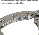 Universal Adjustable Steel Oil Filter Wrench - Non-Slip Handcuff Tool for Easy Removal - Close-Up Angle