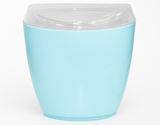 Oval Swing Top Waste Rubbish Bin Acrylic Lightweight Compact Bathroom Office in Blue - Front View
