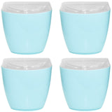 4x Oval Swing Top Waste Rubbish Bin Acrylic Lightweight Compact Bathroom Office in Blue