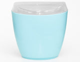 4x Oval Swing Top Waste Rubbish Bin Acrylic Lightweight Compact Bathroom Office in Blue - Top-Down View