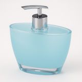 Oval Hand Pump Soap & Lotion Dispenser Empty Bottle in Blue - Front View