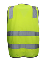 Hi Vis Safety Vest Reflective Tape Zip Up Workwear Pocket High Visibility in Yellow - S
