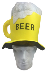 Plush Beer Mug Hat – Hilarious Party and Halloween Costume Accessory for All - Front View