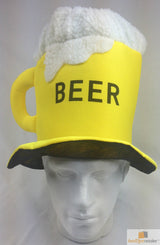 Plush Beer Mug Hat – Hilarious Party and Halloween Costume Accessory for All - Close-Up Angle