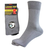 1x Pair COTTON Rich LOOSE TOP SOCKS Circulation Diabetic Comfort in Grey - 2-8