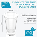 540x 16oz (480ml) Premium Plastic Clear Cups Extra Strong PET BPA Free - Side View