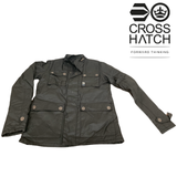 Crosshatch Mens Vinyl Quilted Jacket Warm Winter Joseph Style - Black - Medium - Close-Up Angle