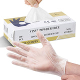 100pcs Vinyl Clear Powder Free Disposable Gloves - Medium (1 Box) - Front View