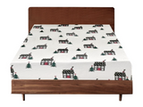 Queen Luxury 100% Cotton Flannelette Fitted Bed Sheet Xmas Flannel - Beige - Front View