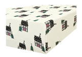 Queen Luxury 100% Cotton Flannelette Fitted Bed Sheet Xmas Flannel - Beige - Side View