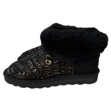Womens Australian Sheepskin Wool Fur Mini UGG Ankle Boots in Gold Black - 5