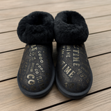 Womens Australian Sheepskin Wool Fur Mini UGG Ankle Boots in Gold Black - 6