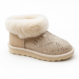 Womens Australian Sheepskin Wool Fur Mini UGG Ankle Boots in Gold Sand - 8