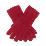 Dents Womens Cable Knit Gloves in Berry - Front View
