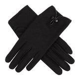 DENTS Ladies Womens 100% Wool Gloves Unlined Warm Winter - Black (One Size) - Front View