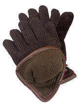 DENTS Wool Gloves Winter w/ Warm Fleece Insulated Thermal Knitted - Brown - Top-Down View