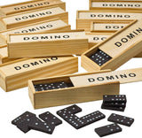 Domino Set Wooden Box Kids Children Traditional Toy 28 Dominoes - Side View