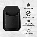 Silicone Shower Beer Holder Wall Mounted Beverage Can Rack Self Adhesive in Black - Rear View