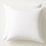 2x 100% Cotton European Pillowcase 400 Thread Count Hotel Quality - Striped White (65x65cm) - Front View