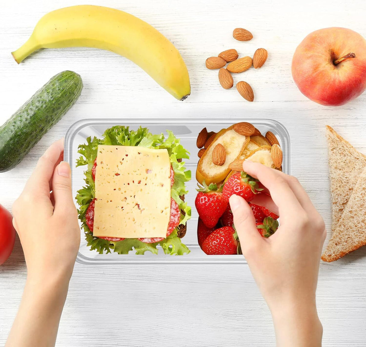 500pcs 350ml Reusable Food Containers Plastic Meal Prep Storage w/Lids - BPA Free (145*100*40mm)