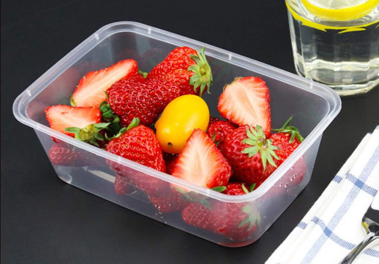 96pcs 2000ml Reusable Food Containers Plastic Meal Prep Storage w/ Lids - BPA Free (246*157*67mm)