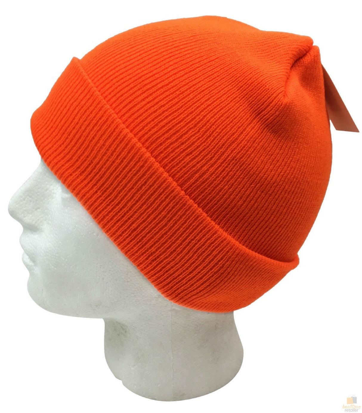 Unisex Fluro Beanie Hi Vis Knit Winter Hat Ski Cap One Size - Fluro Orange